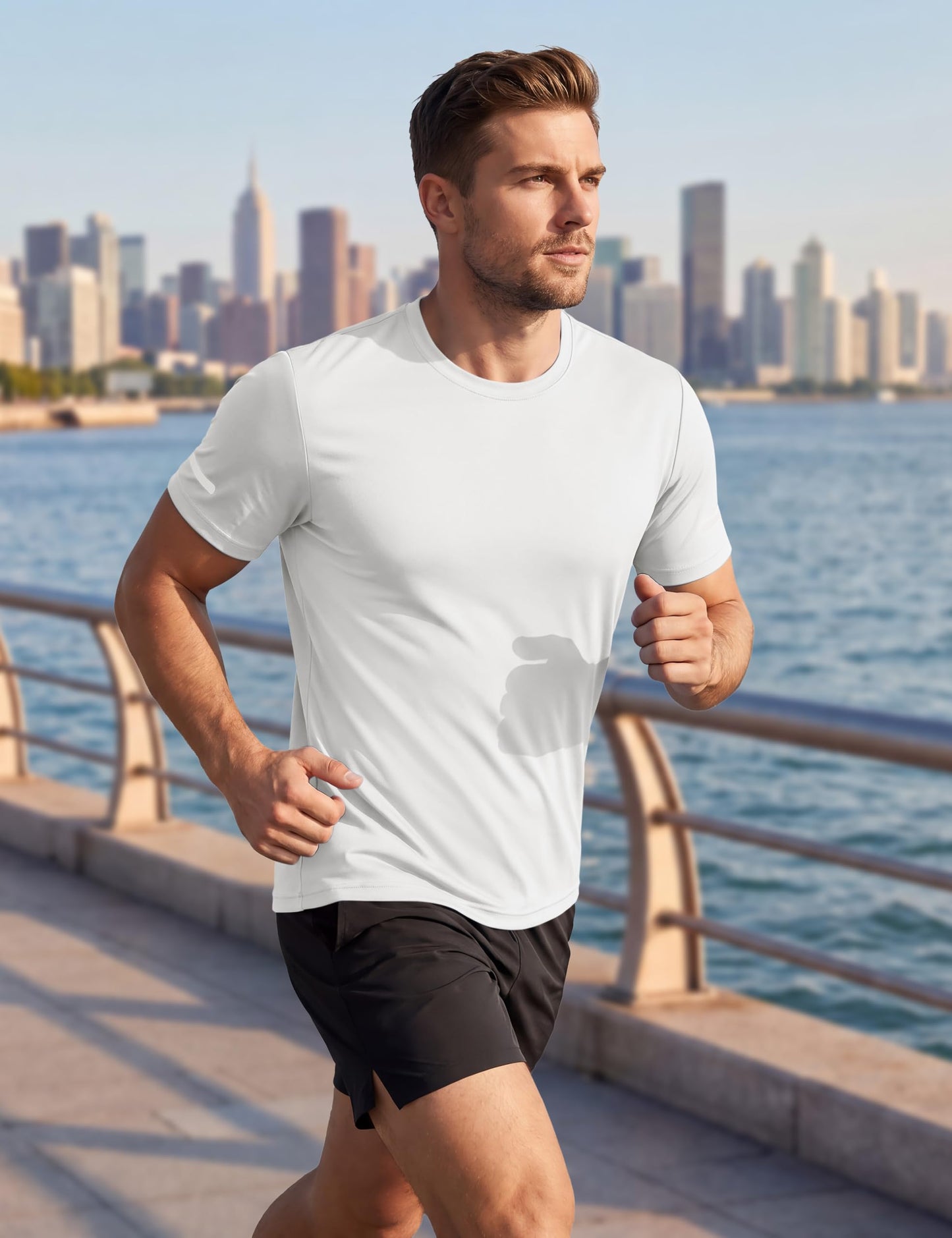 TACVASEN Mens Athletic Shirts Short Sleeve Quick Dry Workout Shirts Sun Protection Gym Running Tshirts Rash Guard White M