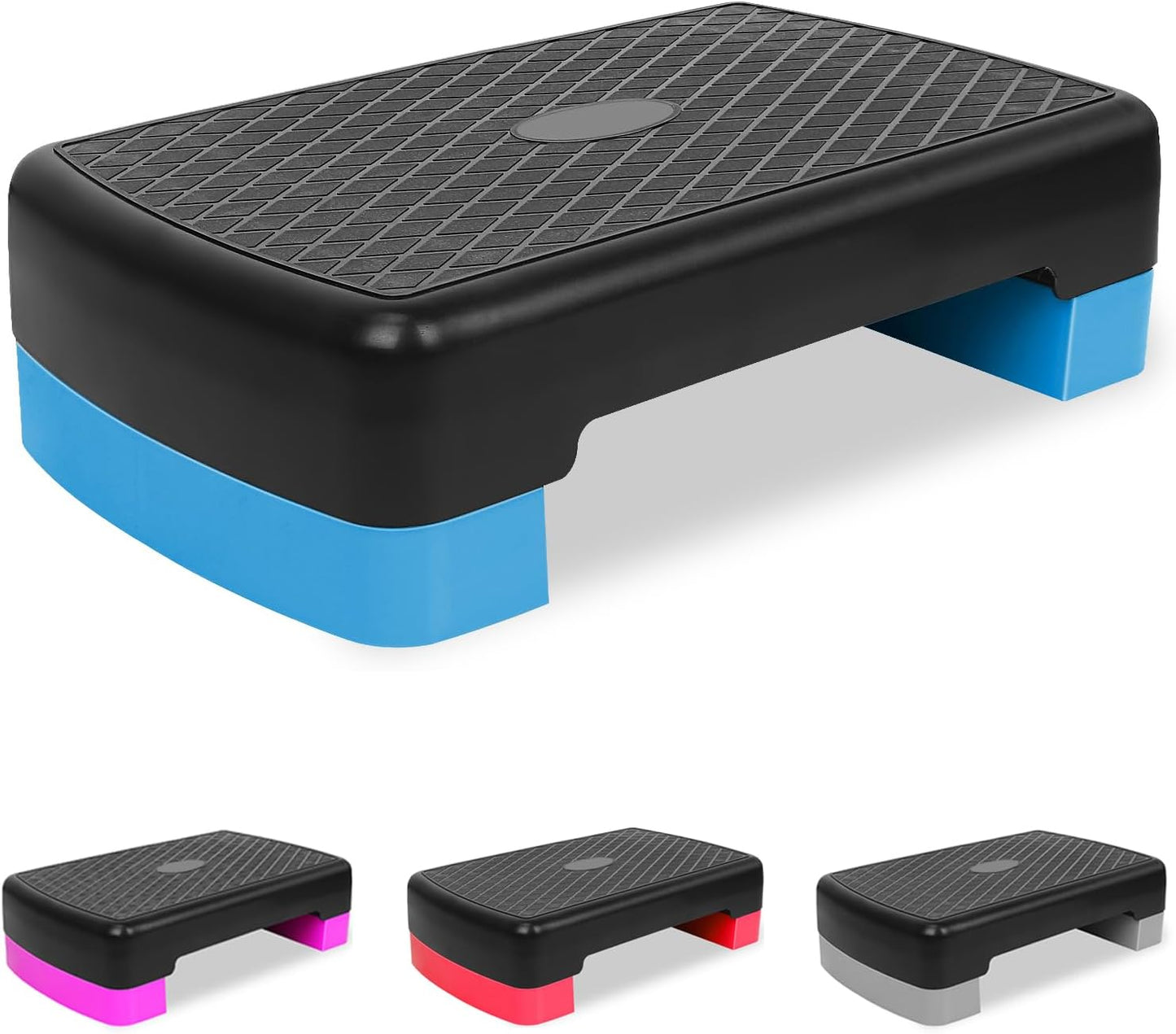 Adjustable Aerobic Step Platform - 18'' Fitness Stepper with 2 Risers | Home Gym Cardio & Strength Training