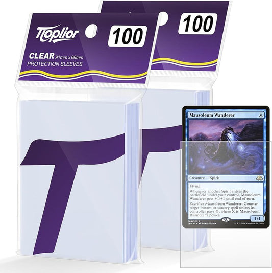 Clear Trading Card Sleeves - 200 Count Soft Plastic Protectors for MTG, TCG & Sports Cards | Standard Size