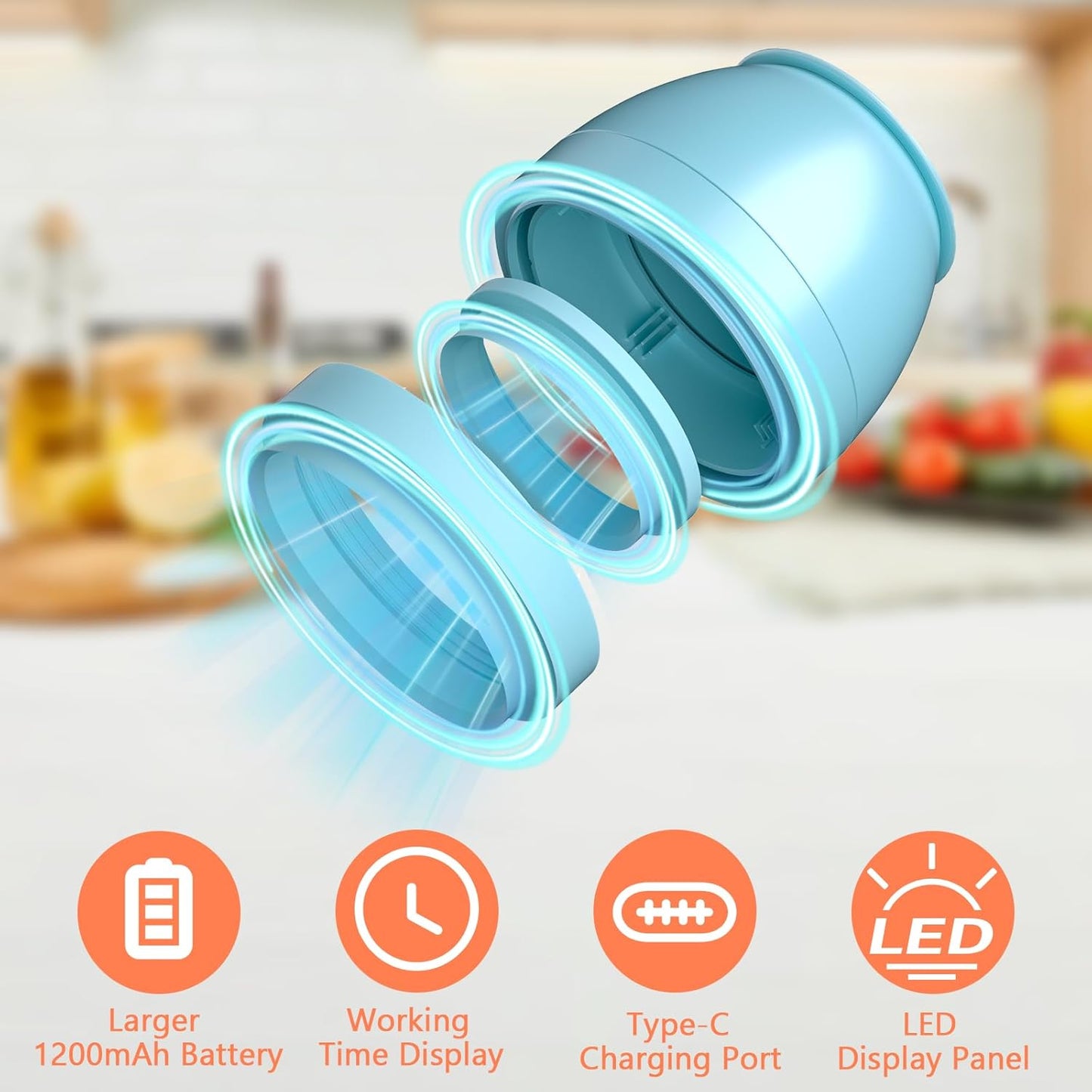 Electric Mason Jar Vacuum Sealer Kit - Automatic Food Storage & Fermentation | Includes 10 Lids, Blue