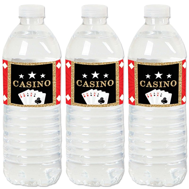 Big Dot of Happiness Las Vegas - Casino Party Water Bottle Sticker Labels - Set of 20