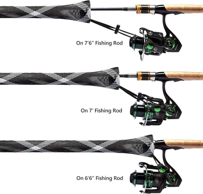 BASSDASH Fishing Rod Sleeves - Protective Casting & Spinning Rod Socks for Poles Up to 7.5ft