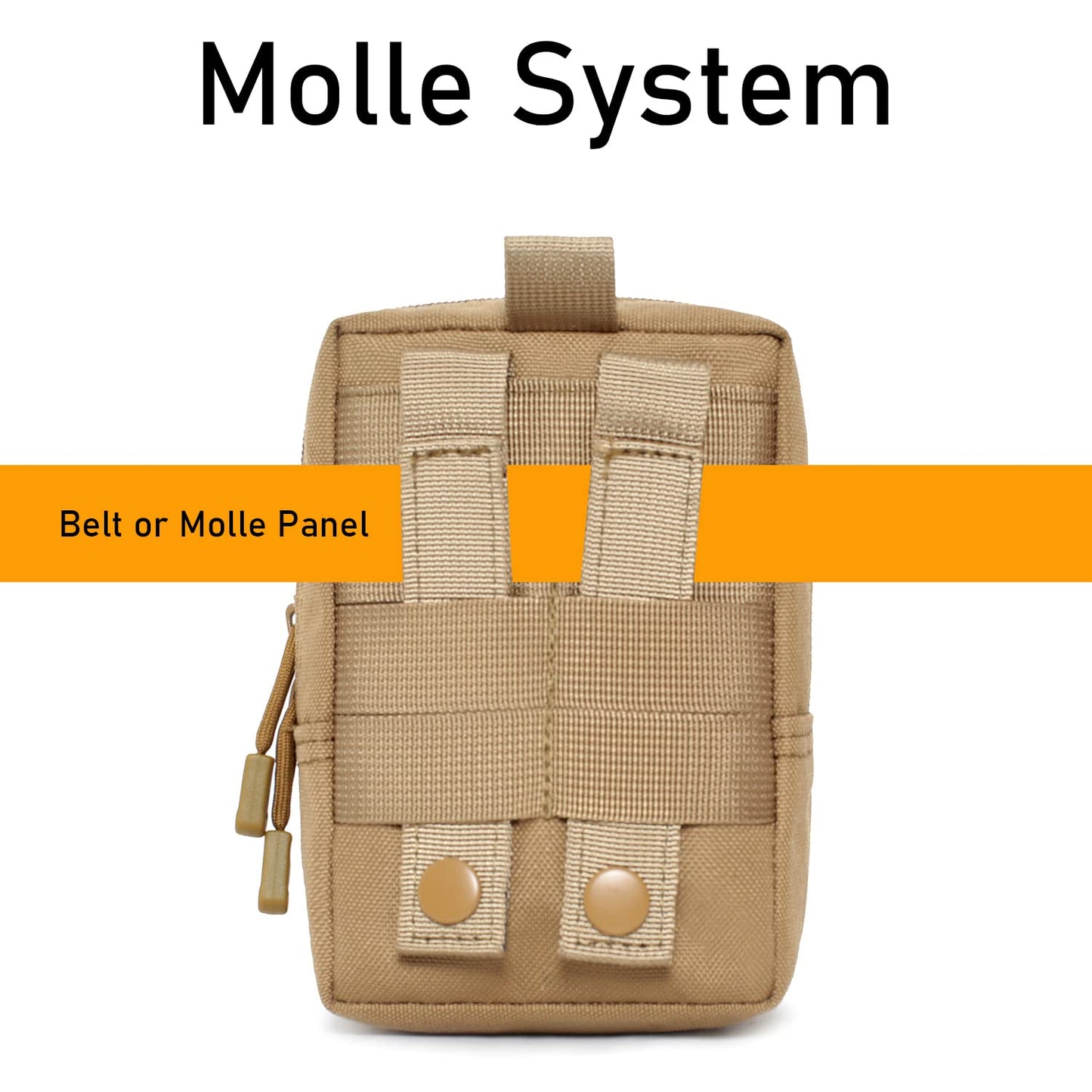 2 Pack Molle Pouches - Tactical Compact Water-Resistant EDC Pouch (Tan)