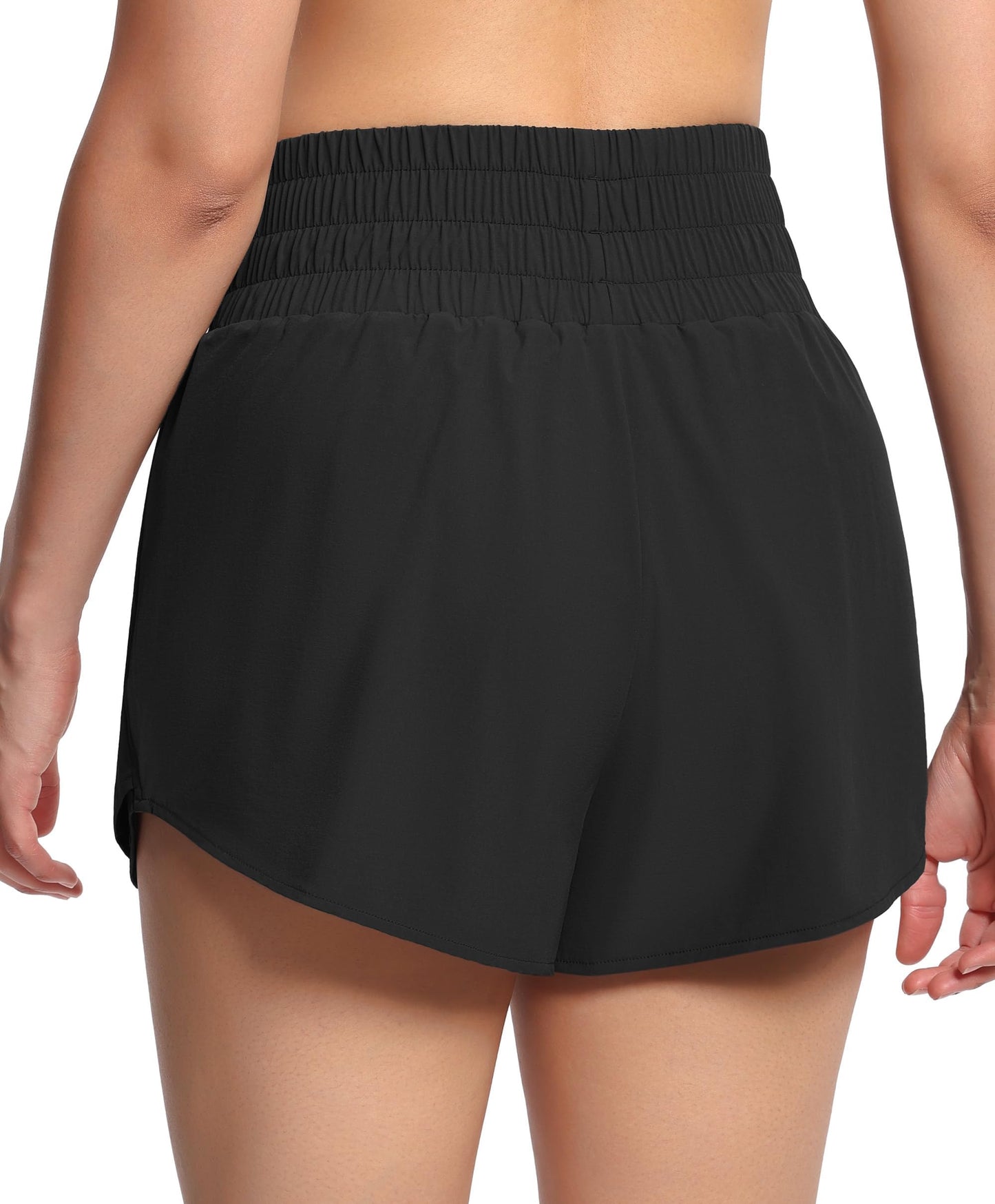 THE GYM PEOPLE Women's Athletic Shorts Elastic Waisted Quick Dry Ruffle Tennis Workout Skorts with Mesh Liner Zip Pockets Black