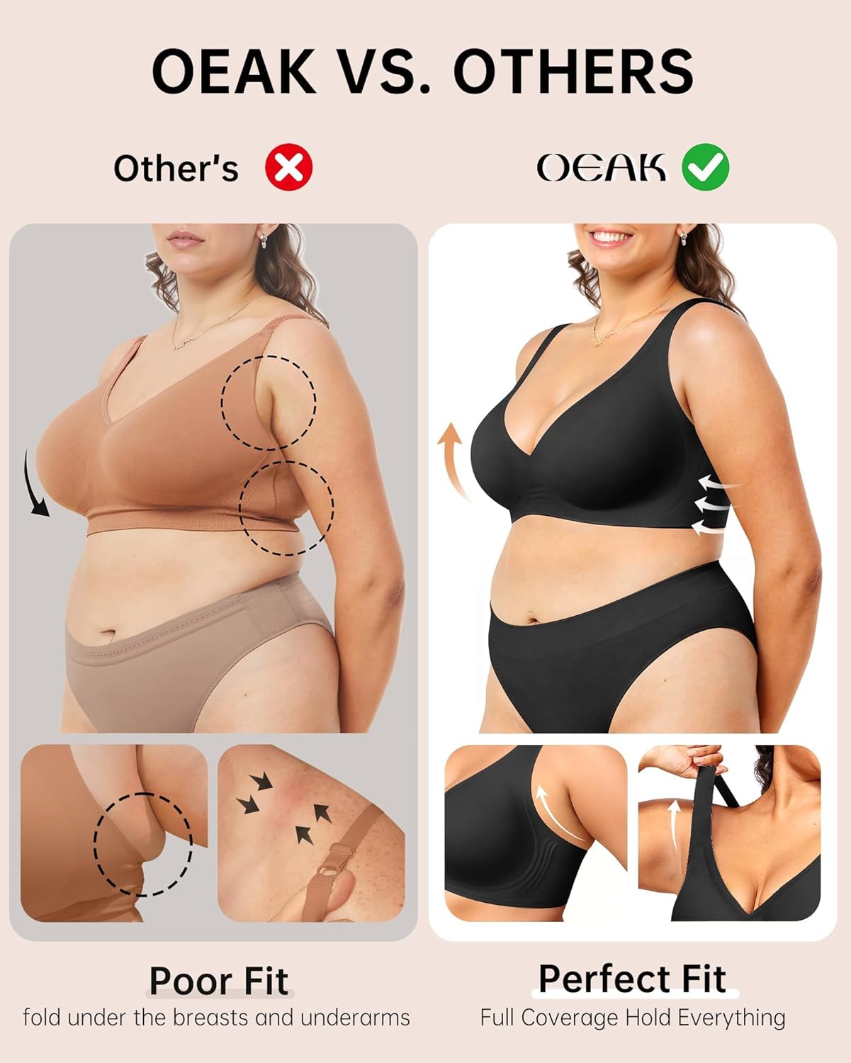 Wireless Deep V Bras for Women - Comfortable Supportive Push-Up Bralettes | Seamless Design