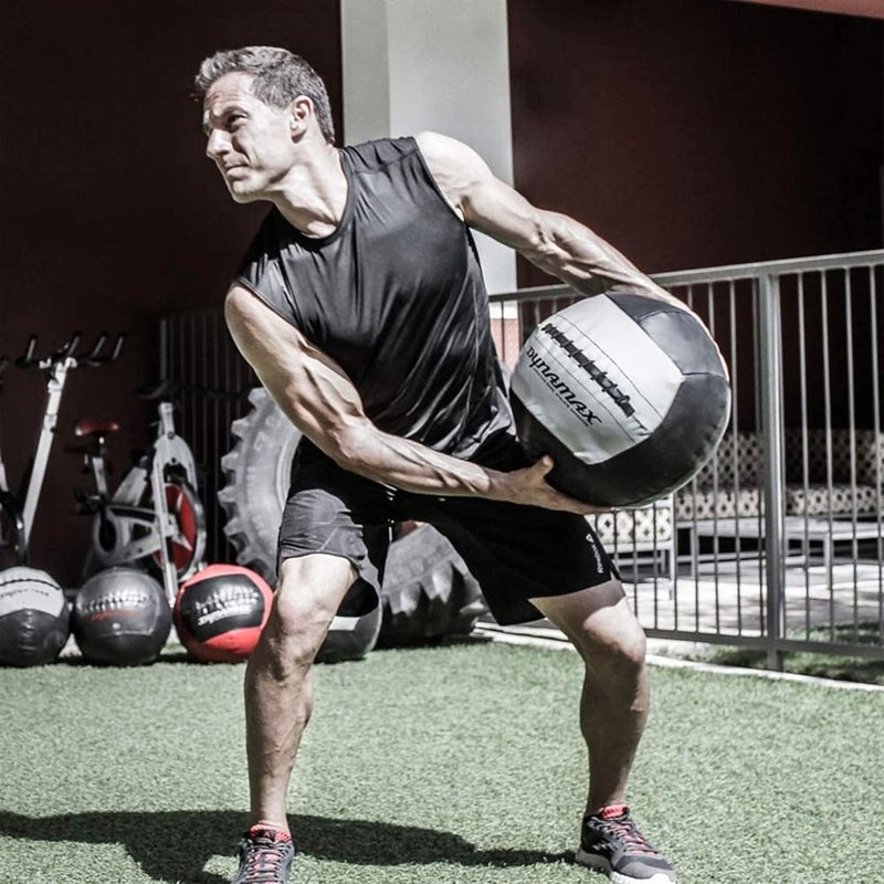 Dynamax Medicine Ball - 14 lb Stout II for Strength Training | Black/Gray Color