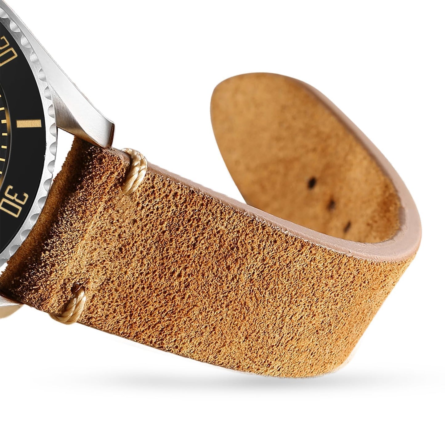 ADDIESDIVE Vintage Suede Watch Strap 20 mm Quick Release Brown Leather Watch Bands Genuine Leather Watch Straps for Men Women Stainless Steel Buckle
