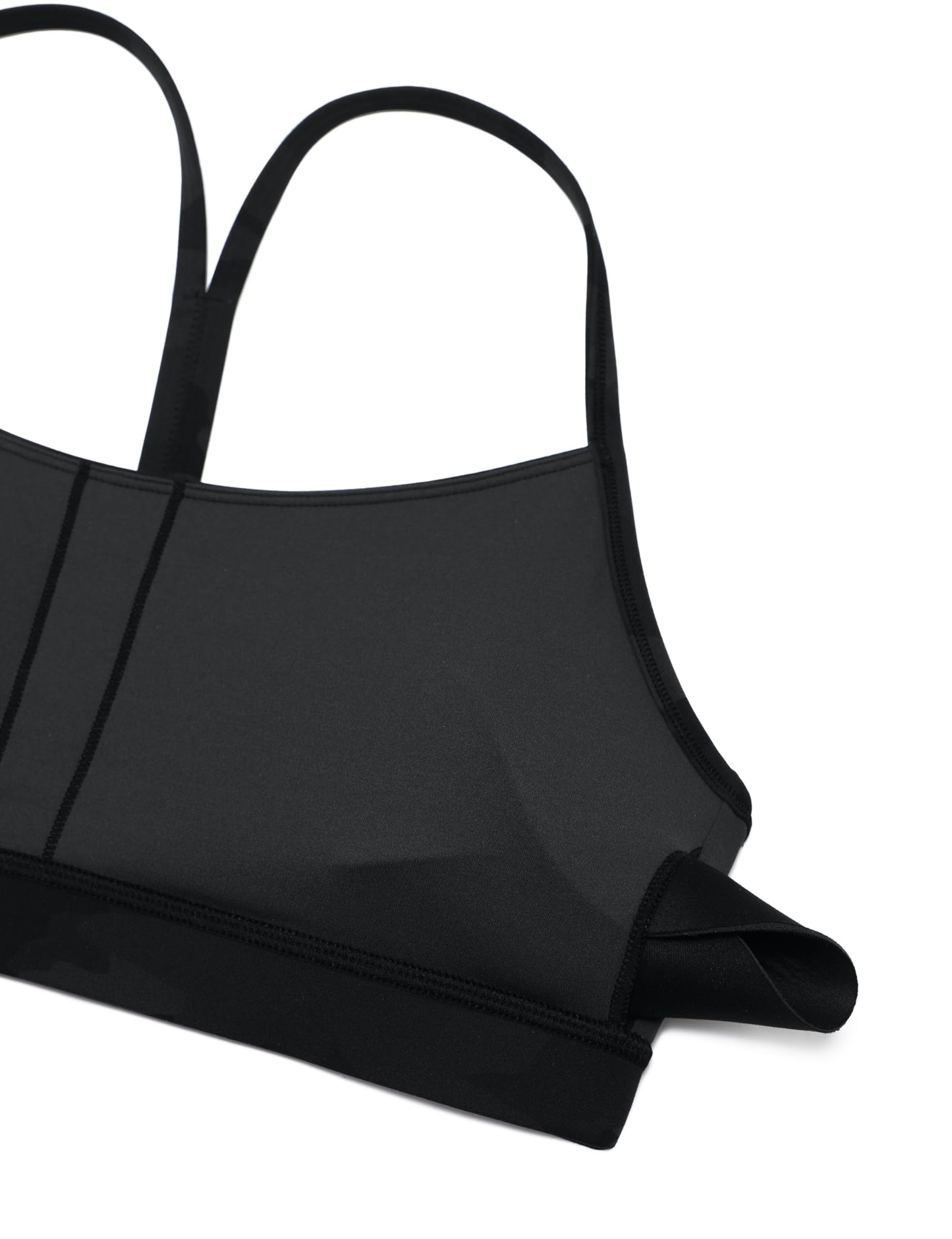 CRZ YOGA Butterluxe Y Back Sports Bras for Women - Padded Racerback Low Impact Spaghetti Thin Strap Workout Yoga Top Dark Grey Camouflage 2 X-Large