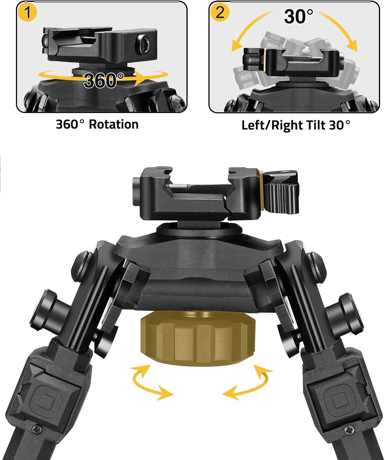 CVLIFE Rifle Bipod - Quick Release Picatinny Bipod with 360° Swivel & Adjustable Height | Foldable Legs for Shooting & Hunting