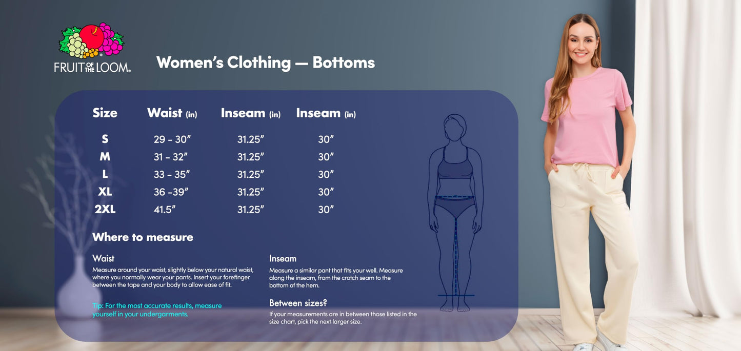 Fruit of the Loom Women's Wide-Leg Fleece Sweatpants, Buttercream, Large