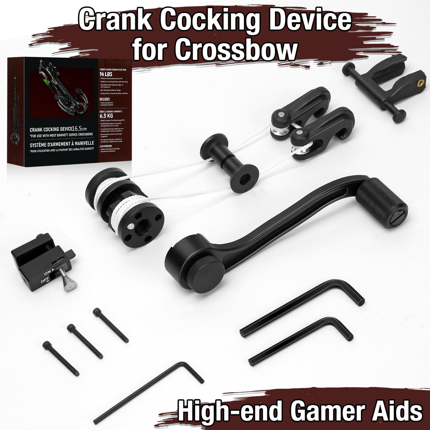 SZRLDZSW BAR20020 Crank Cocking Device for Barnett Series Crossbow, Ambidextrous, Reduce Cocking Resistance 93%, Hunting Made Easy,Hunting Essentials Auxiliary Drawing Device