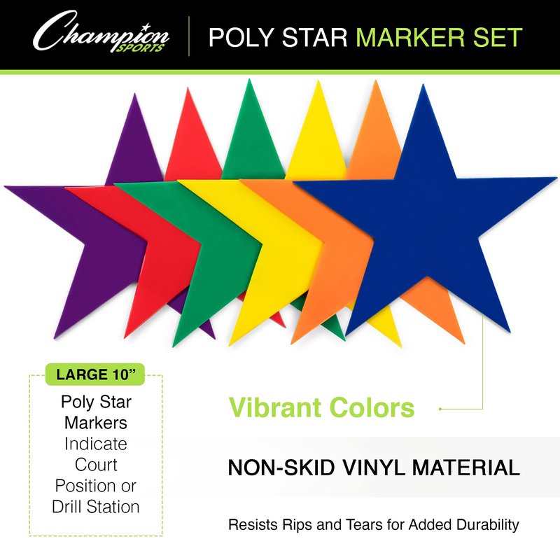 Champion Sports 9-Inch Poly Star Marker Set, Multicolor, 1 Count (Pack of 1)
