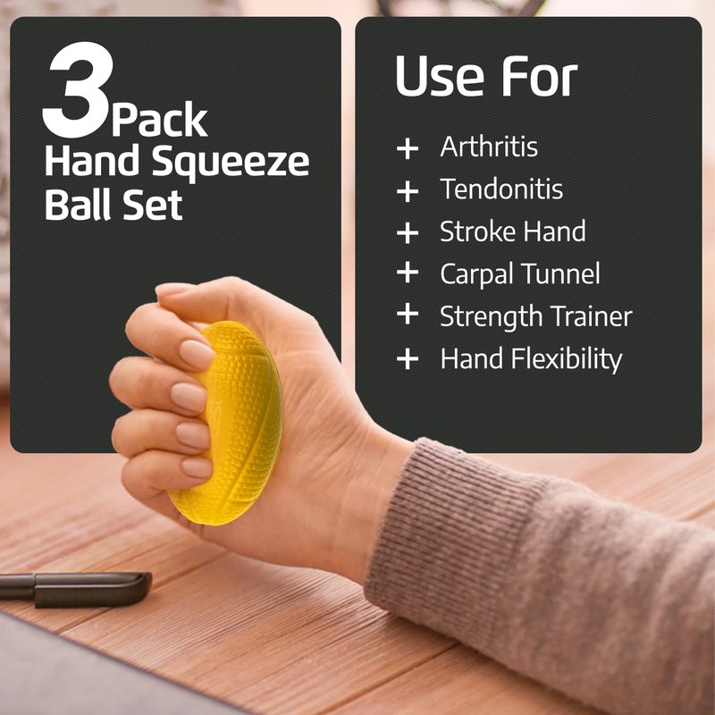 Hand Strengthener Devices - 3 Pack Ball Exercisers for Therapy & Arthritis | Lightweight Finger & Wrist Training Equipment