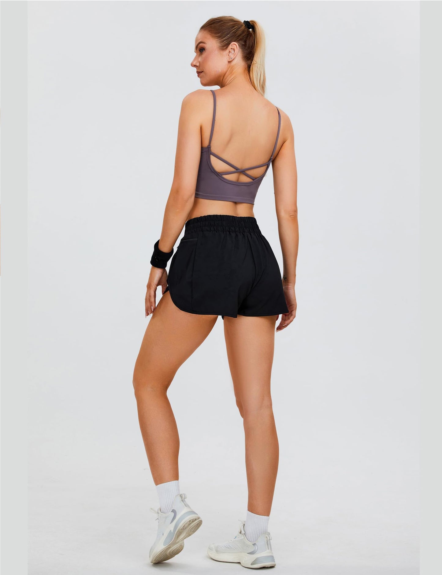 Blooming Jelly Womens Quick-Dry Running Shorts Sport Athletic Active Workout Shorts with Pockets 1.75" (Medium, Black)