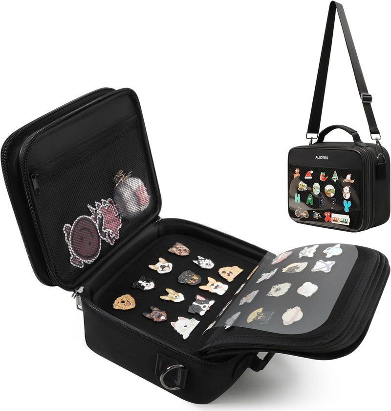 Enamel Pin Display Book - 12-Page Collection Case for Pins, Patches & Medals | Crossbody Bag Design