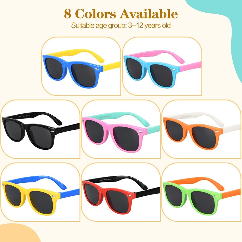 Mdvora Kids Polarized Sunglasses, Toddler Sunglasses UV Protection Flexible Rubber Glasses Shades(4pcs)