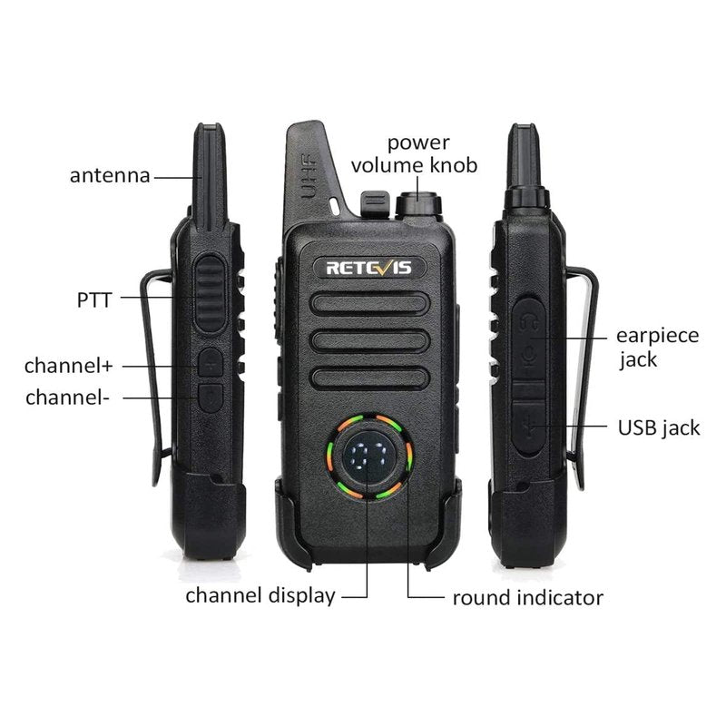 Retevis RT22S 2 Way Radios Rechargeable Walkie Talkies with Headset Long Range Channel Display Lock Emergency Alarm Signal Prompt VOX, Two Way Radios for Family Event Camping Hiking Stores (4 Pack)