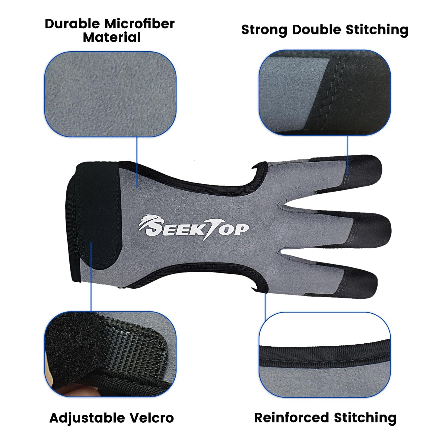 Seektop Archery Gloves Shooting Hunting Leather Three Finger Protector