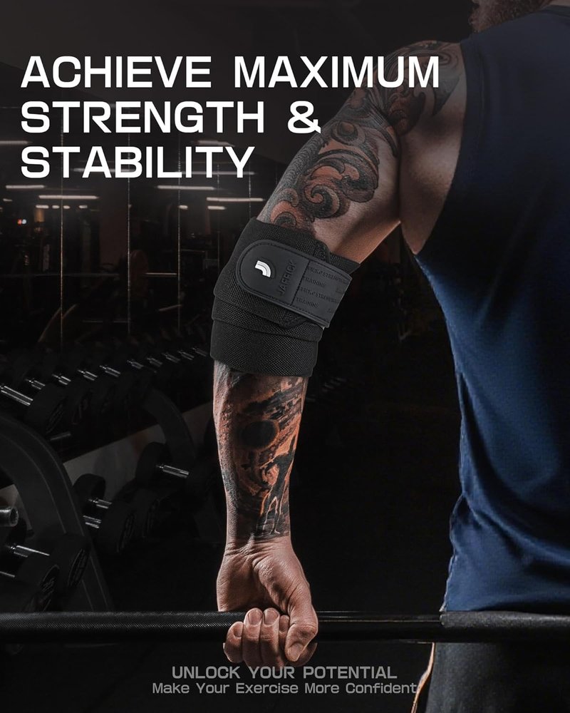 Elbow Wraps for Weightlifting | Double-Layer Reinforced 40'' Elastic Compression Strap & Joint Support Brace - Ideal for Bench Press & Powerlifting