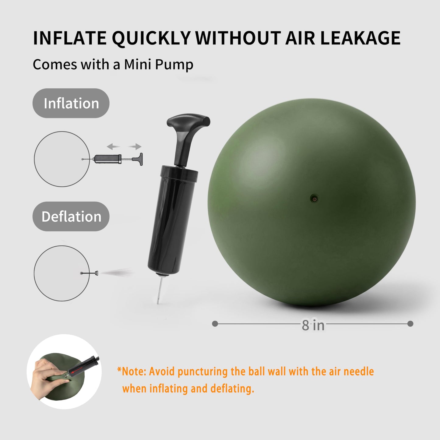 FITMIND Pilates Ball 8 inch, Small Yoga Ball Extra Thick, Mini Pilates Ball with Pump, Non-Slip Surface Small Exercise Ball for Physical Therapy, Stretching, Strength & Core Training