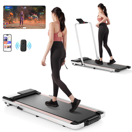 DeerRun 3 in 1 Folding Treadmill, 3.0 HP Under Desk Treadmills for Home Office with Remote Control & Smart APP, 300lbs Capacity Foldable Waling Pad Treadmill