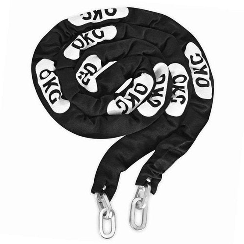 OKG High Security Chain - 10 Foot x 5/16” (8mm) Thick Square Heavy Duty Chain - Cut Proof Chain Hardened Steel Chain for Motorcycles, E-Bikes, Trailers, Generators, Fence Gates, etc. (No Lock), Black