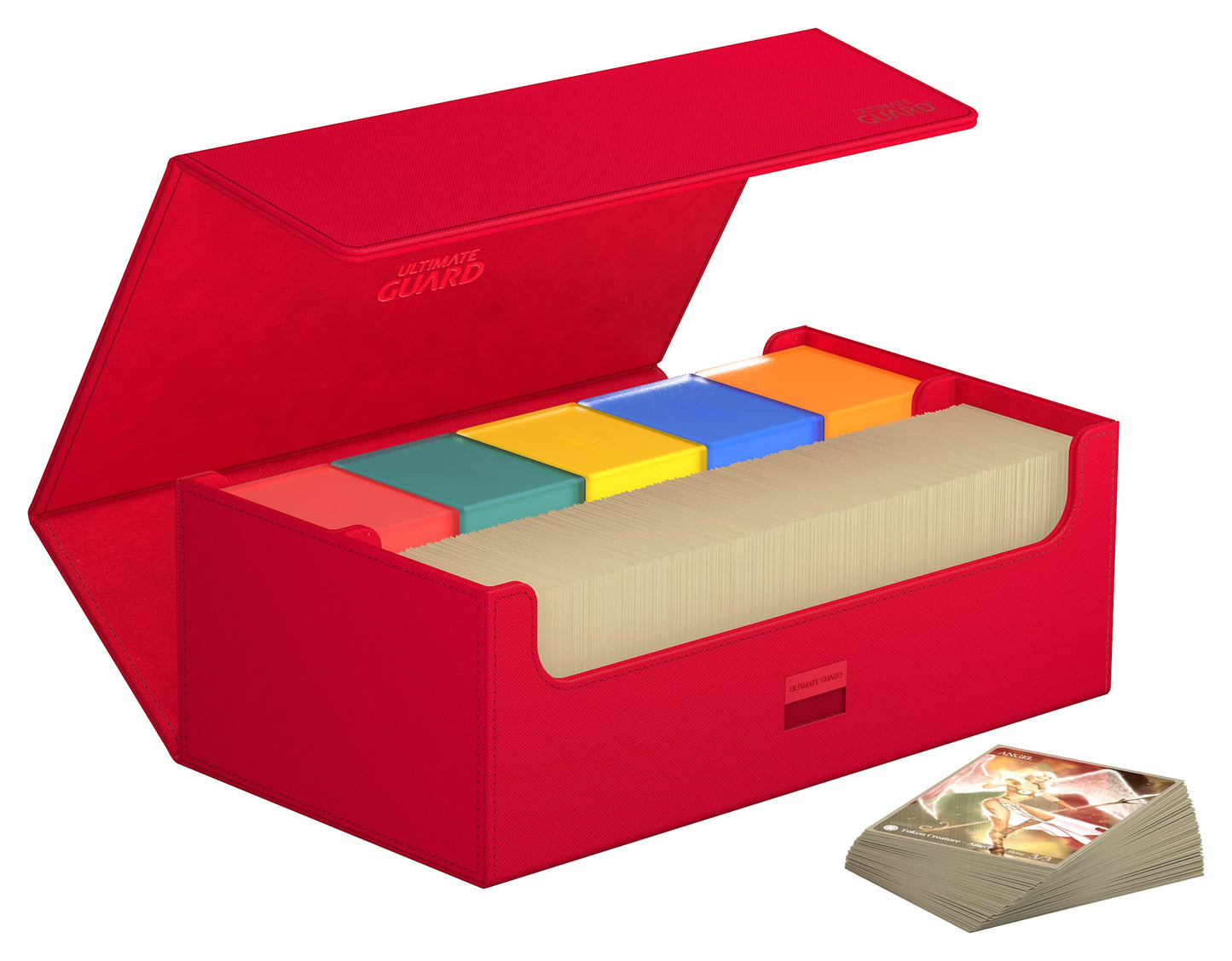 Ultimate Guard Arkhive 800+, Deck Case for 800 Double-Sleeved TCG Cards, Red, Compatible with Boulders, Magnetic Closure & Microfiber Inner Lining