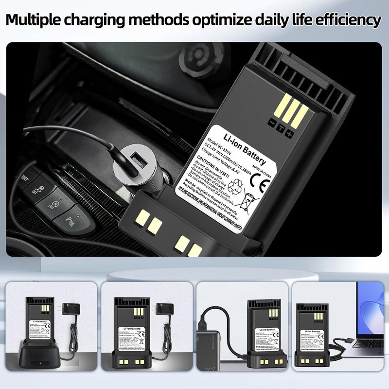 BAOFENG DM32 UV-32 Radio Battery 2500mAh USB-C Charging Rechargeable Battery Compatible with BAOFENG DM-32UV UV32 Walkie Talkie High Capacity Battery with Type-C Charging Cable,1Pack