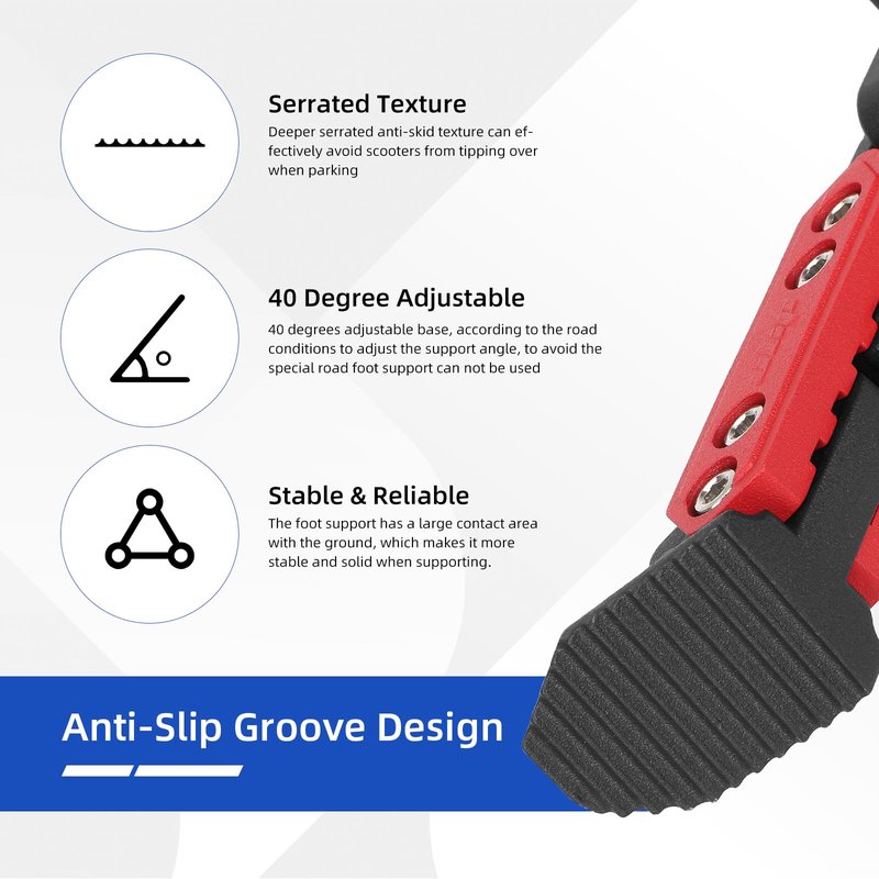 ulip Electric Scooters Kickstand Adjustable Parking Stand Feet Support Replacement Accessories for Xiaomi 4 Segway Ninebot F Series Xiaomi M365 1S Pro Pro2 MI3 Scooter Black Red