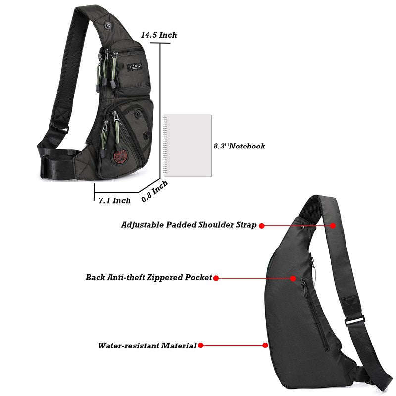 NICGID Sling Bag Chest Shoulder Backpack Crossbody Bags Casual Daypack for Men Women