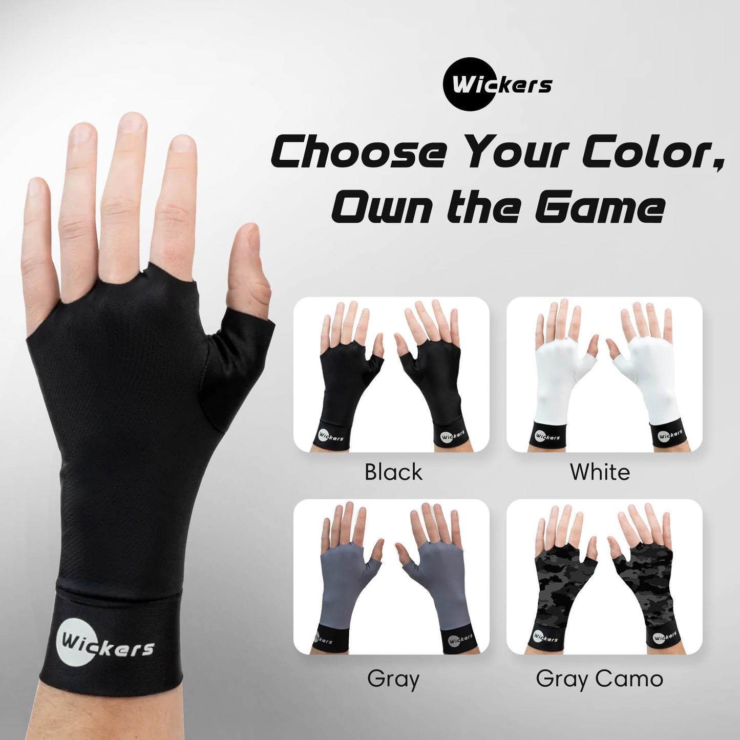 Wickers Fingerless Athletic Gloves Liners (Large, Black) - Lacrosse Glove Liner, Ski Gloves for Winter, Snow Sports Glove Liners for Men, Thin Thermal Liner for Field Hockey, Pickleball, and Golf