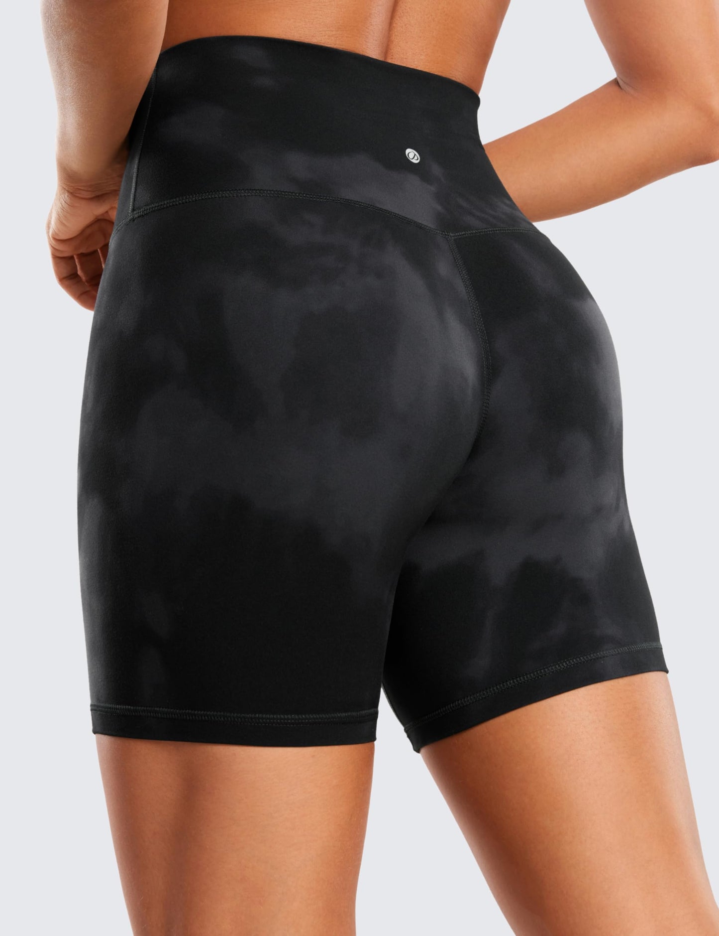 CRZ YOGA ButterLuxe Biker Shorts 6" - High Waisted Workout Running Volleyball Spandex Yoga Womens Black Tie Dye Flowers Small