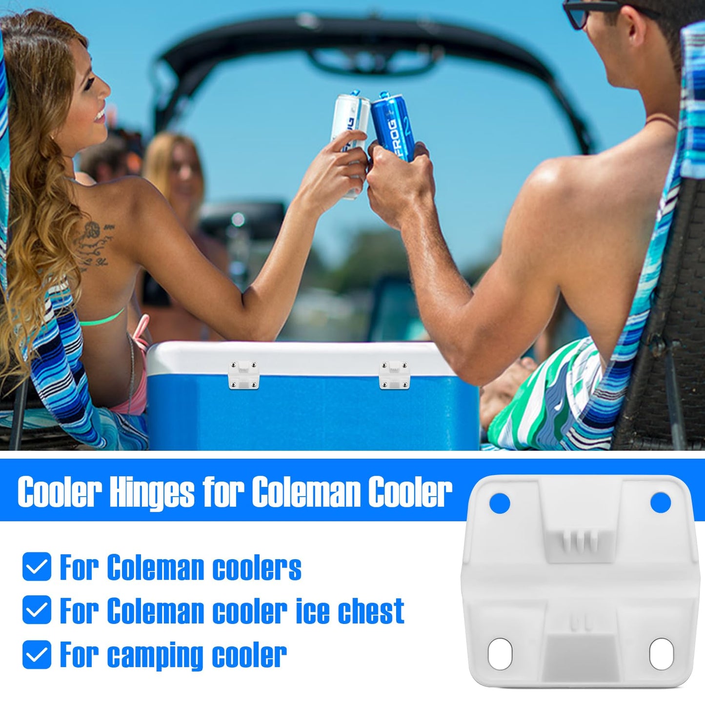 Cooler Hinges with Screws Set - Compatible with Coleman Camping Coolers Plastic Hinges, 6 Pack Ice Chest Coolers Hinges with 24 Pcs Screws