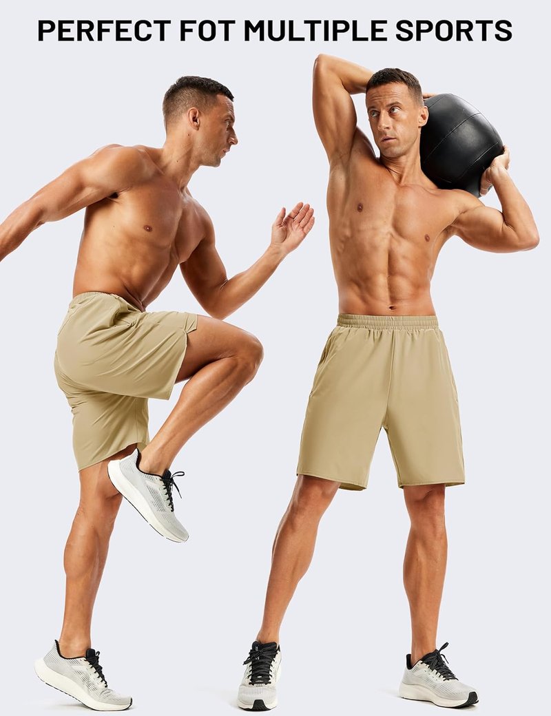 Men's Athletic Workout Shorts - Quick Dry Gym Running Shorts with Zipper Pockets | 7" Casual Hiking Shorts
