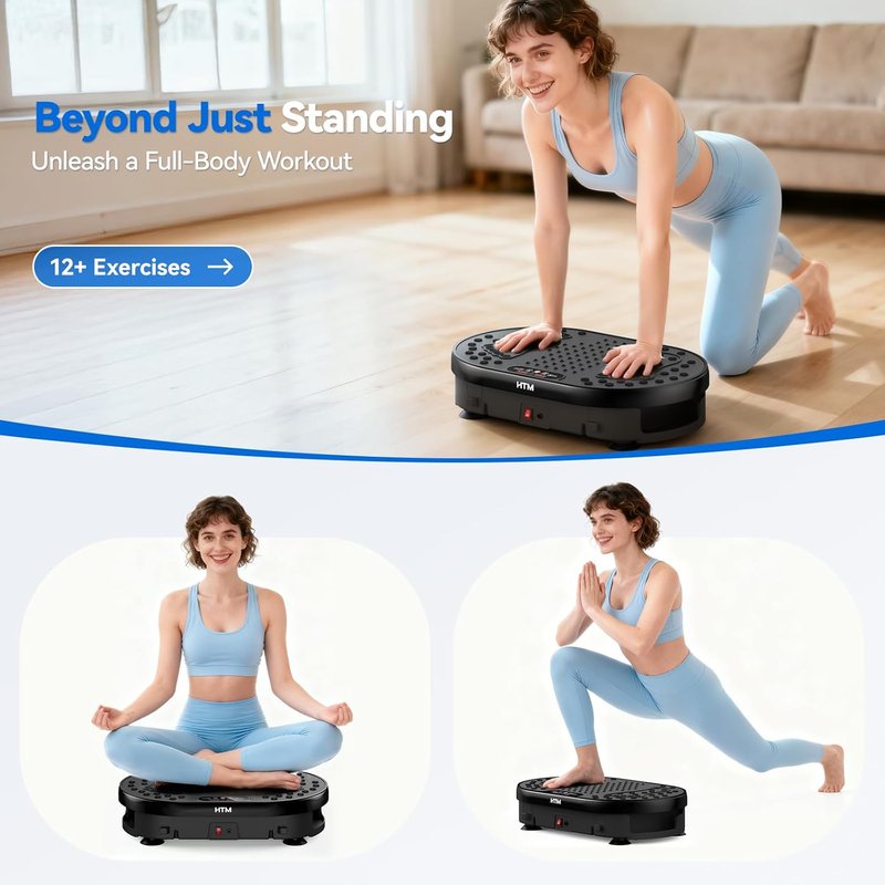 HTM Vibration Plate Exercise Machine - 9 Modes, 120 Speeds, Remote Control | 300 Lbs Capacity for Weight Loss & Home Fitness