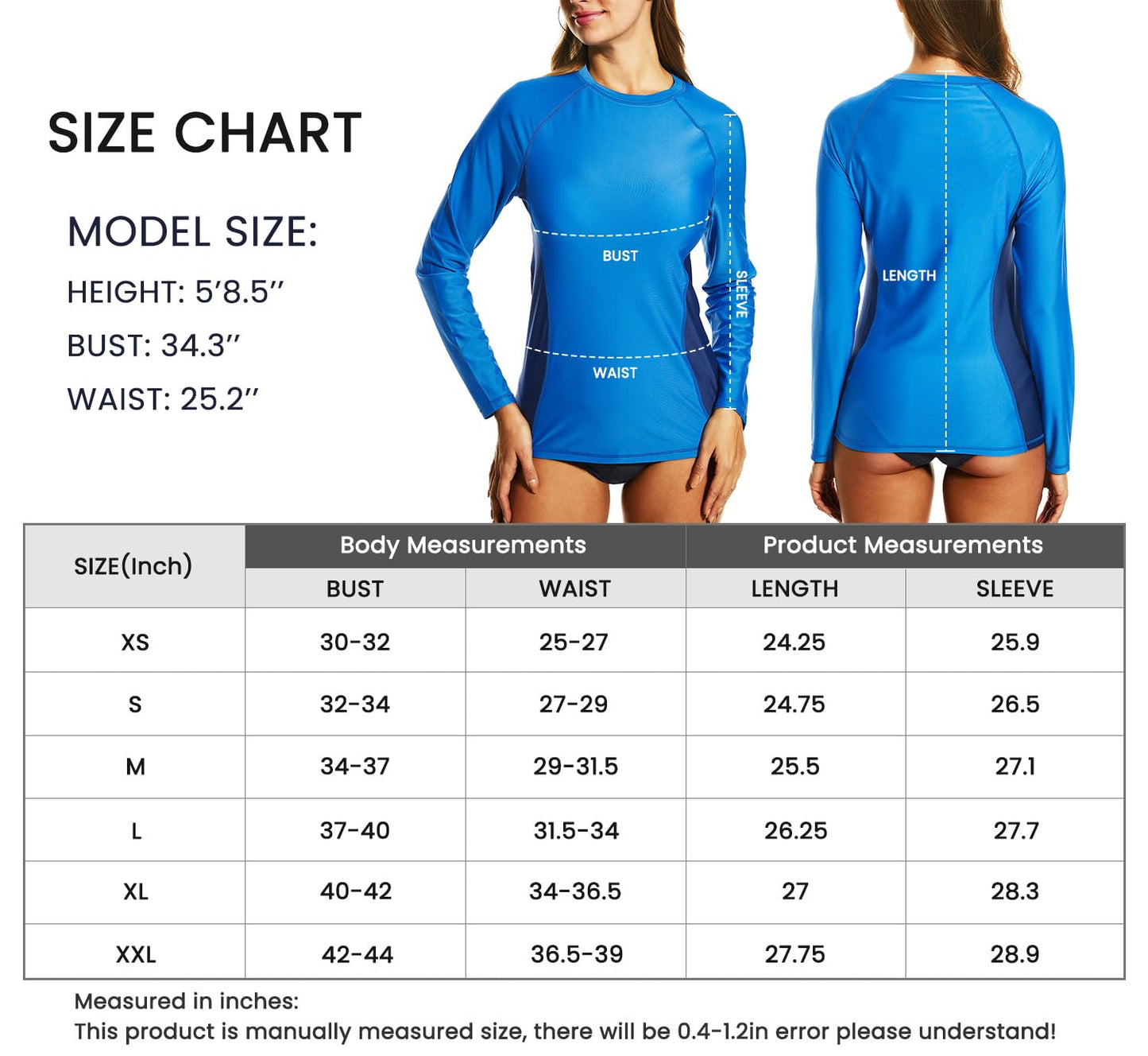 HODOSPORTS Women's UPF 50+ Rashguard Swimsuit UV Sun Protection Swim Shirt Long Sleeve Black XS