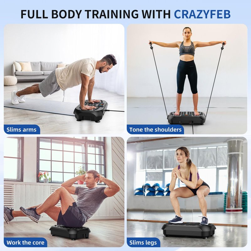 Vibration Plate Exercise Machine - CrazyFeb Vibration Plate for Lymphatic Drainage, Whole Body Vibrating Plate Exercise Machine - Waver Vibration Plate High-Intensity Fitness Equipment for Weight Loss