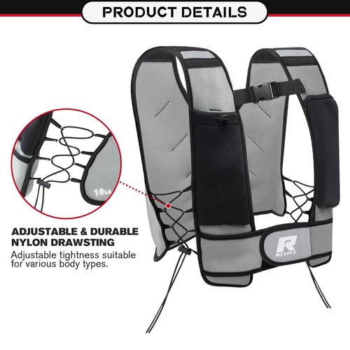 RitFit Weighted Vest, 4lb/8lb/10lb/12lb/15lb/20lb Weight Vest with Reflective Stripes, Weight Vest Adjustable for Women and Men Workout, Strength Training, Running, Fitness, Jogging, Walking