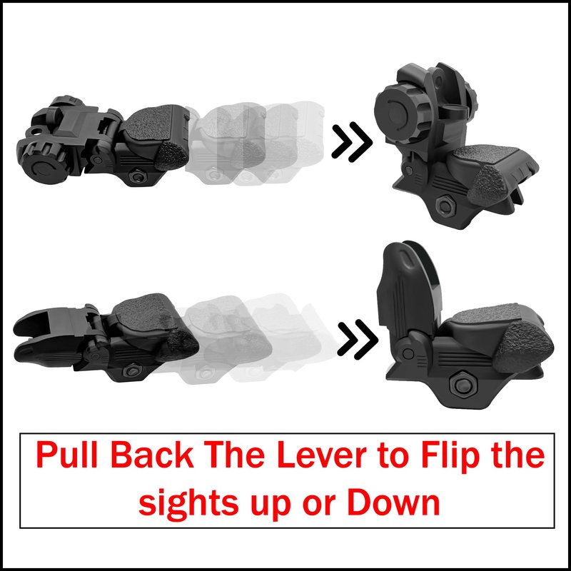 GOTICAL | Flip Up Lightweight Polymer Composite Sights for Rifle Tool-Free Adjustable Front Sight Rapid Transition Backup Front and Rear Sight w/Integral Front Sight Adjustable Nut Full CO-WITHNESS