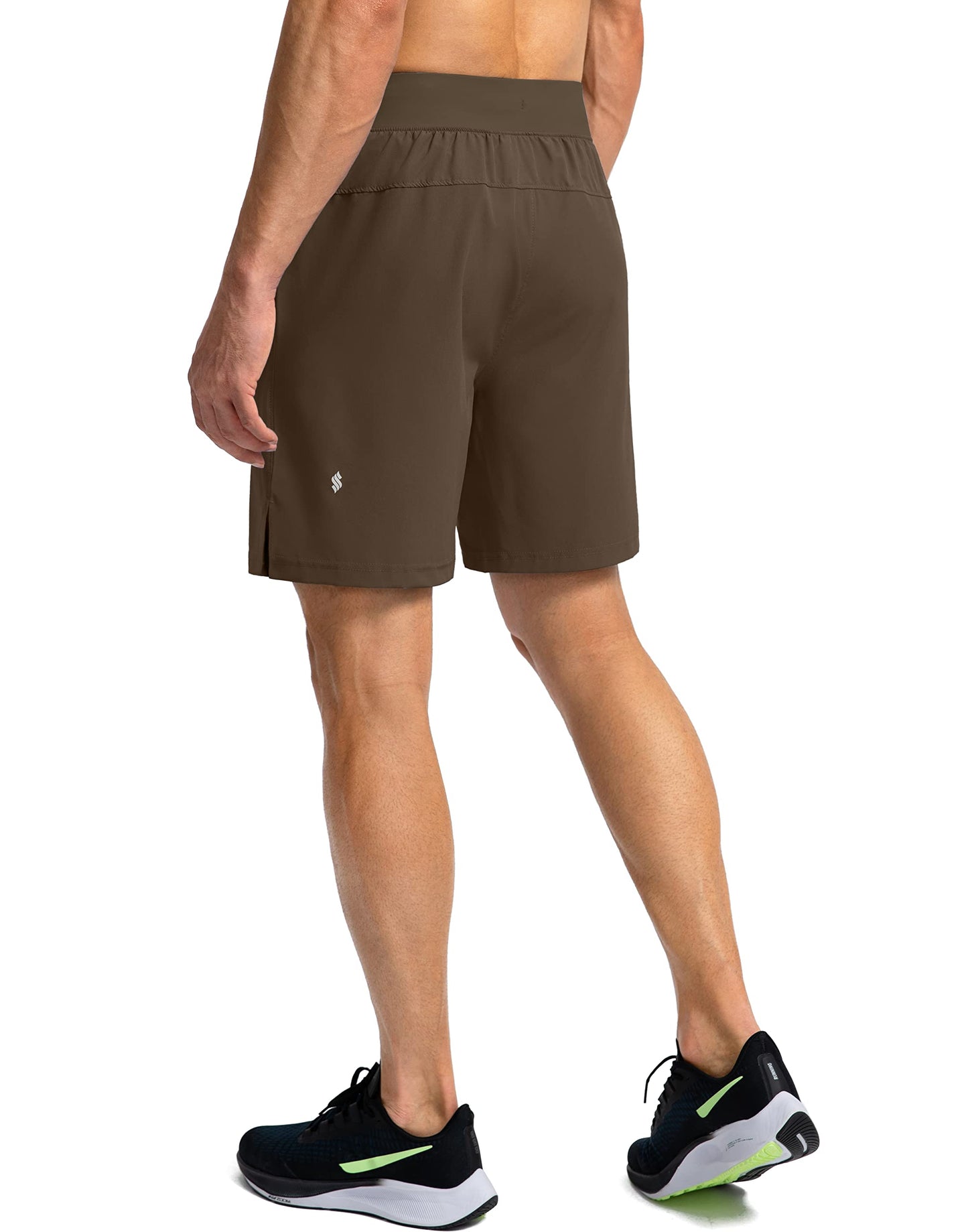 Soothfeel Men's Running Shorts with Zipper Pockets 7 Inch Lightweight Quick Dry Gym Athletic Workout Shorts for Men (Brown, 3XL)