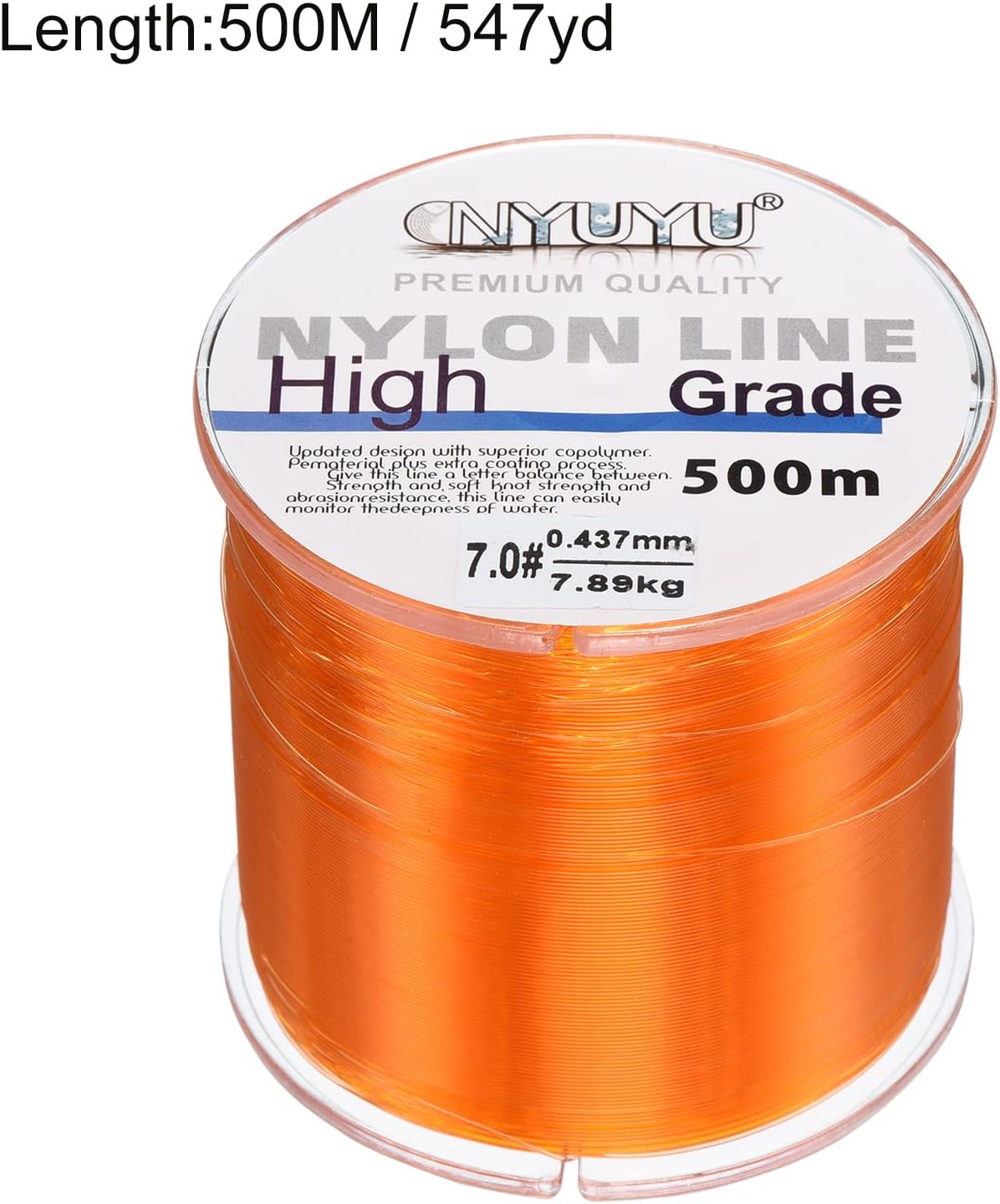 Nylon Fishing Line - 17Lb Monofilament String Wire | Fluorocarbon Coated, 547 Yards, Orange for DIY Crafts