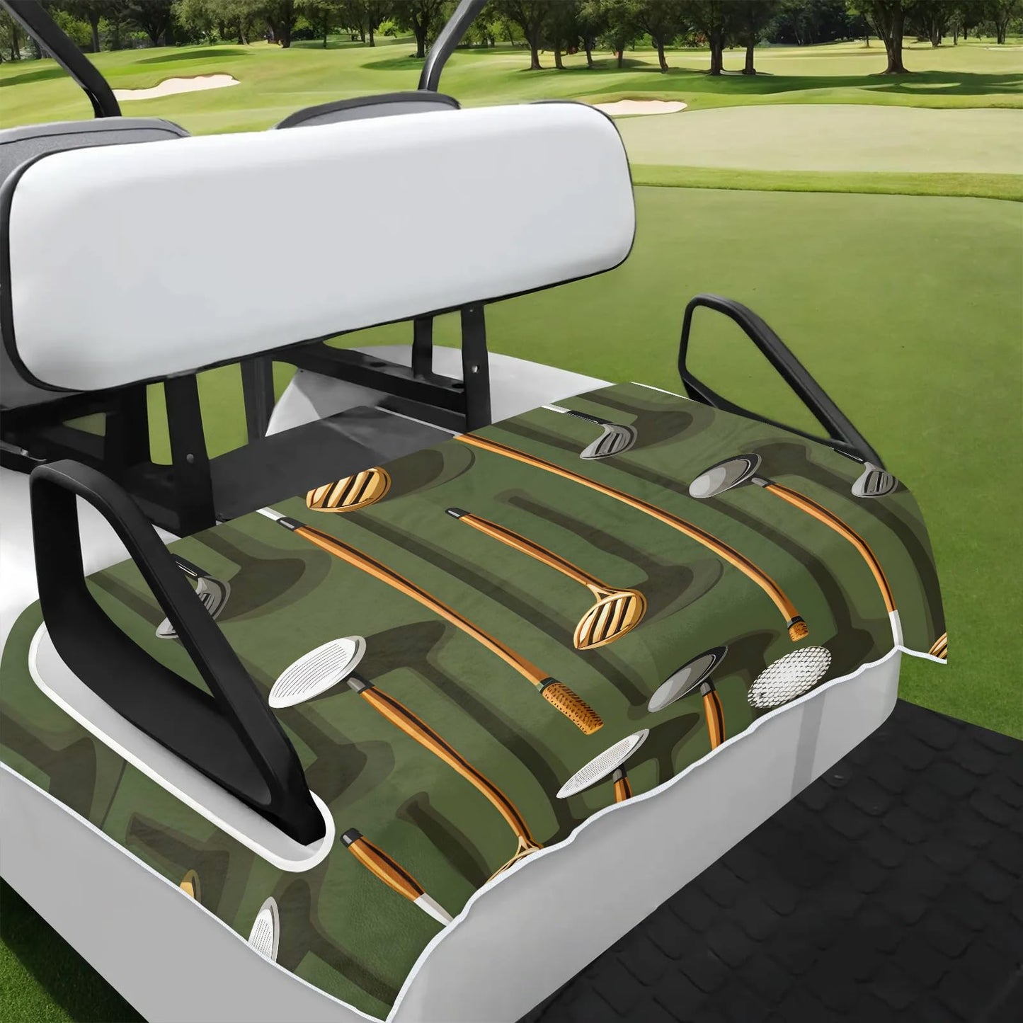 Obtravar Golf Golf Cart Seat Covers Club and Ball Sport Theme Non Slip Washable Golf Cart Seat Towel Blanket Fits All 2 Seats Golfs Club Carts Club Accessories, 51"x31"