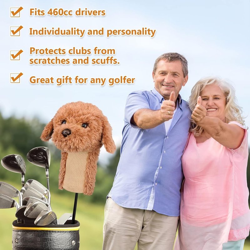 Bozily Dog Golf Club Head Covers, Driver and Fairway Wood Headcovers, Funny Animal Head Covers with Cute Doodle Design, Unique Gift for Golfers, Men, Women, Dad, Husband