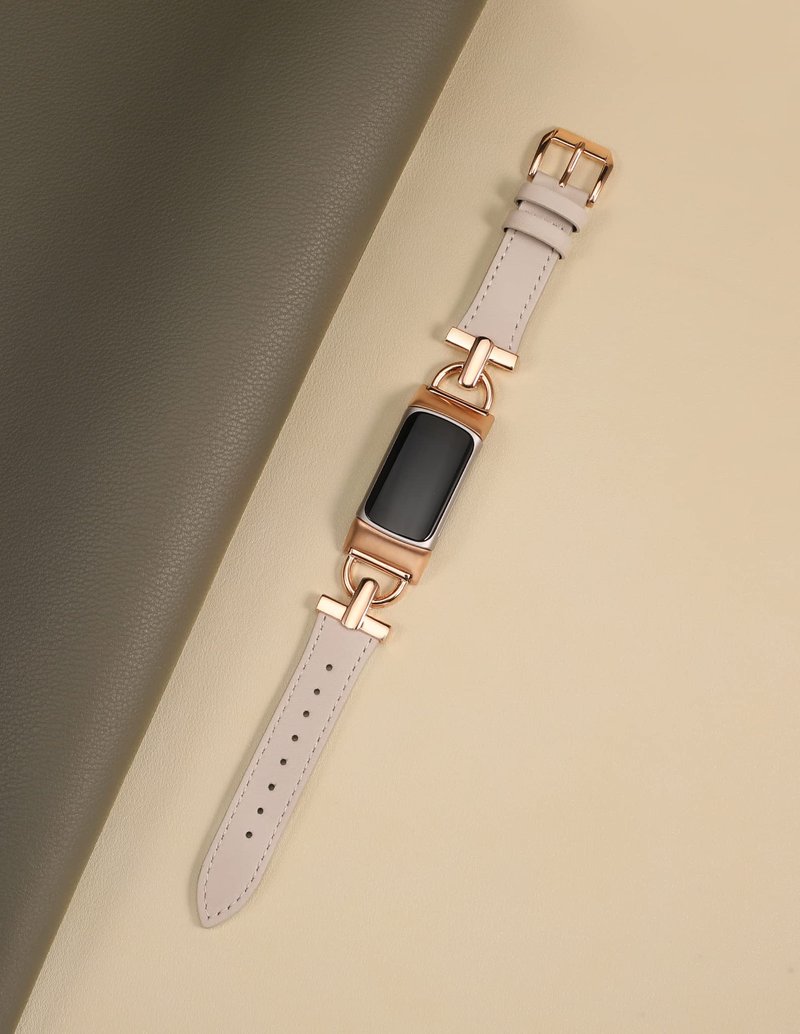 Wearlizer Leather Band Compatible with Fitbit Charge 6 Bands/Charge 5 Bands for Women, Dressy Slim Leather Strap Replacement Wristband with D-Shape Metal Buckle for Fitbit Charge 5/Charge 6 Band