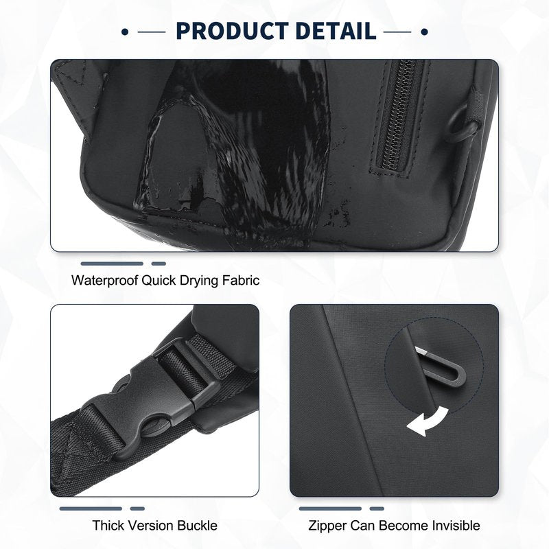 DTGN Small Sling Bag, Waterproof Crossbody Chest Bags Lightweight Daypack for 7.9" Tablet for Men Women, Black
