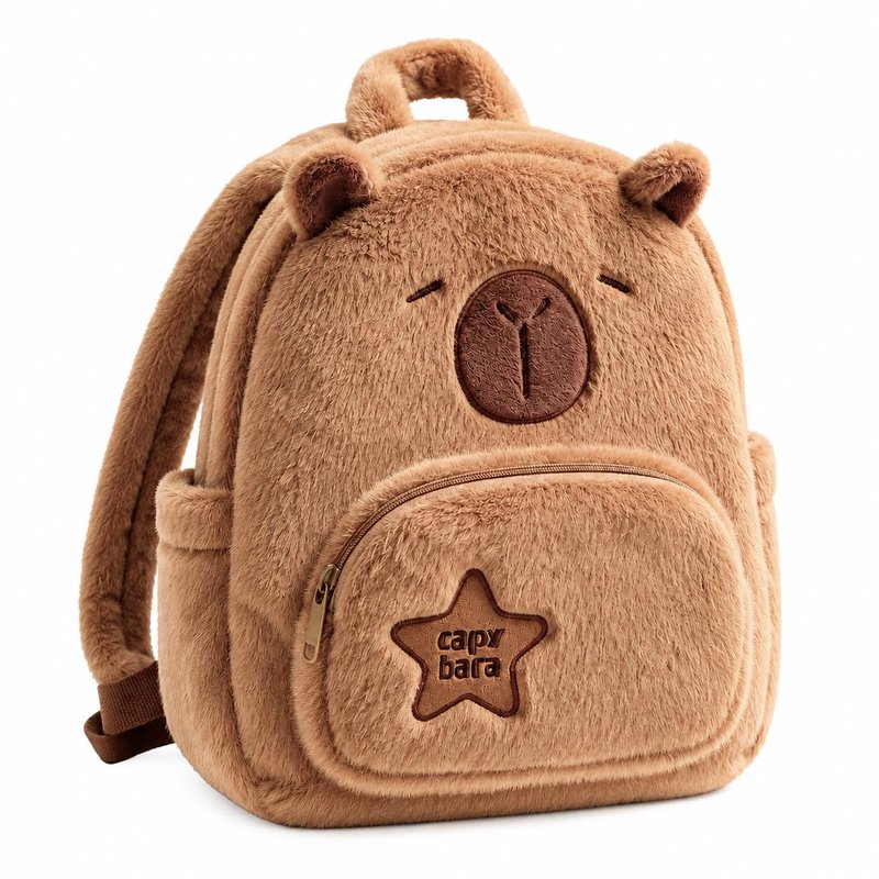 Capybara Plush Backpack, 11.8 Inch Kawaii Capibara Bag with Adjustable Straps, Soft Large Capacity Daypacks for Travel, Festival, Daily Outings, Gift for Teens Girls