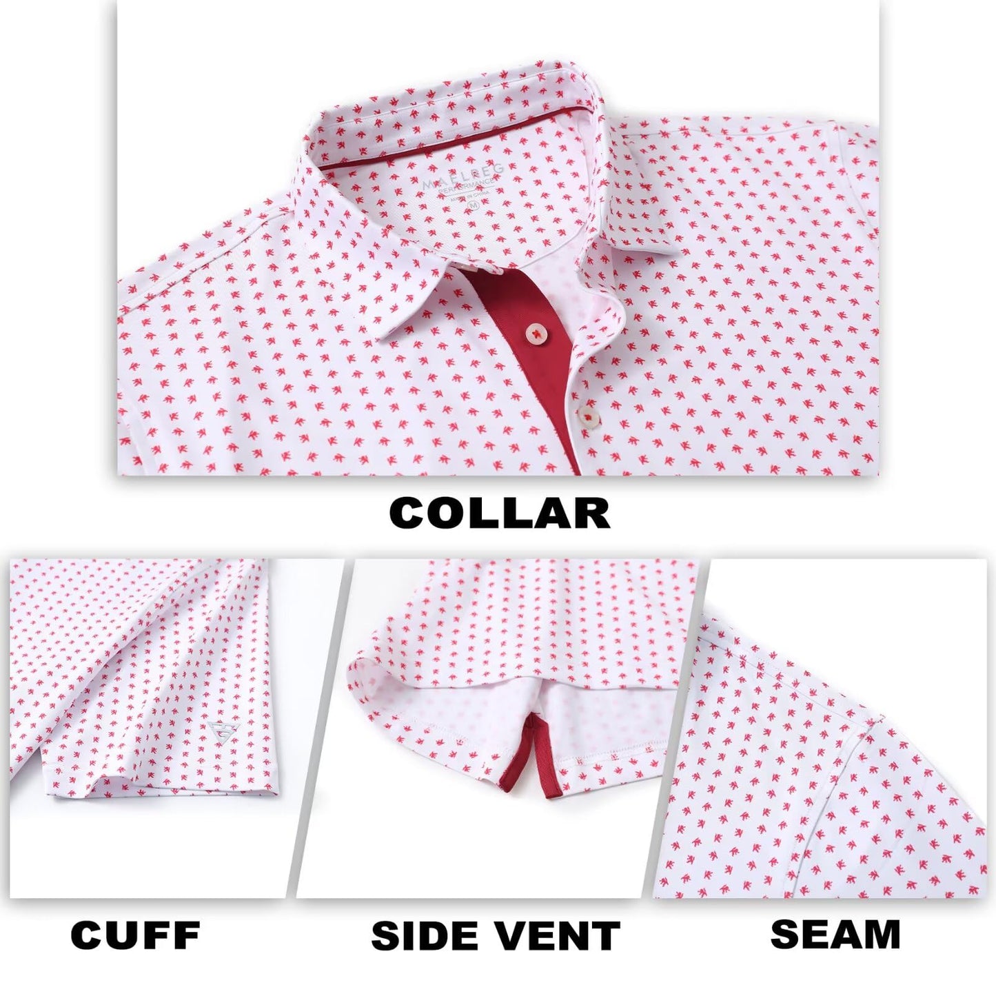 M MAELREG Golf Shirts for Men Dry Fit Print Patterns Performance Moisture Wicking Mens Polo Shirts Short Sleeve
