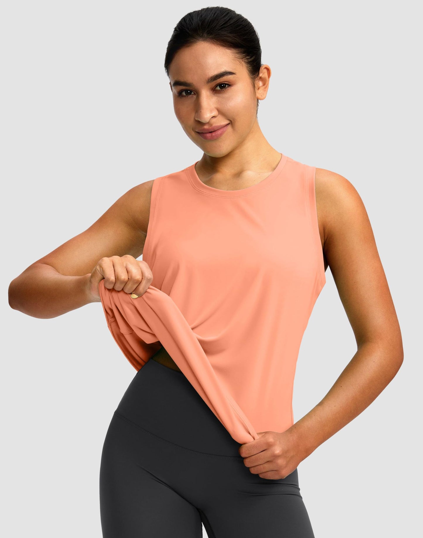 Women's Workout Tops Racerback Athletic Tank Tops Sleeveless Loose Fit Yoga Running Gym Shirts for Women(Coral,L)