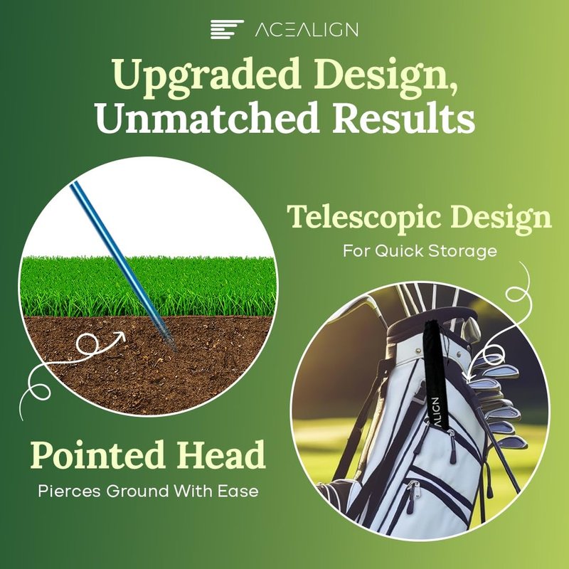 AceAlign 2-Pack Golf Alignment Sticks – Durable Golf Training Sticks & Alignment Rods for Swing Training, Telescopic Golf Aiming Stick for Setup & Posture, Golf Alignment Tool for All Skill Levels.