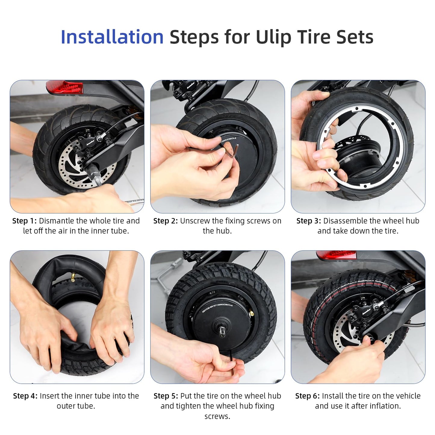 ulip 8x3.00-5 Tire with Inner Tube 8 Inch Tubeless Tire for Kaabo Mantis 8 Electric Scooter Accessories Rear Front Tire (2 tires and 2 inner tubes)